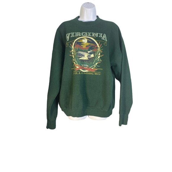 VIRGINIA WILLIAMSBURG Womans Long Sleeve Green‎ Sweatshirt Size XL - Picture 1 of 7